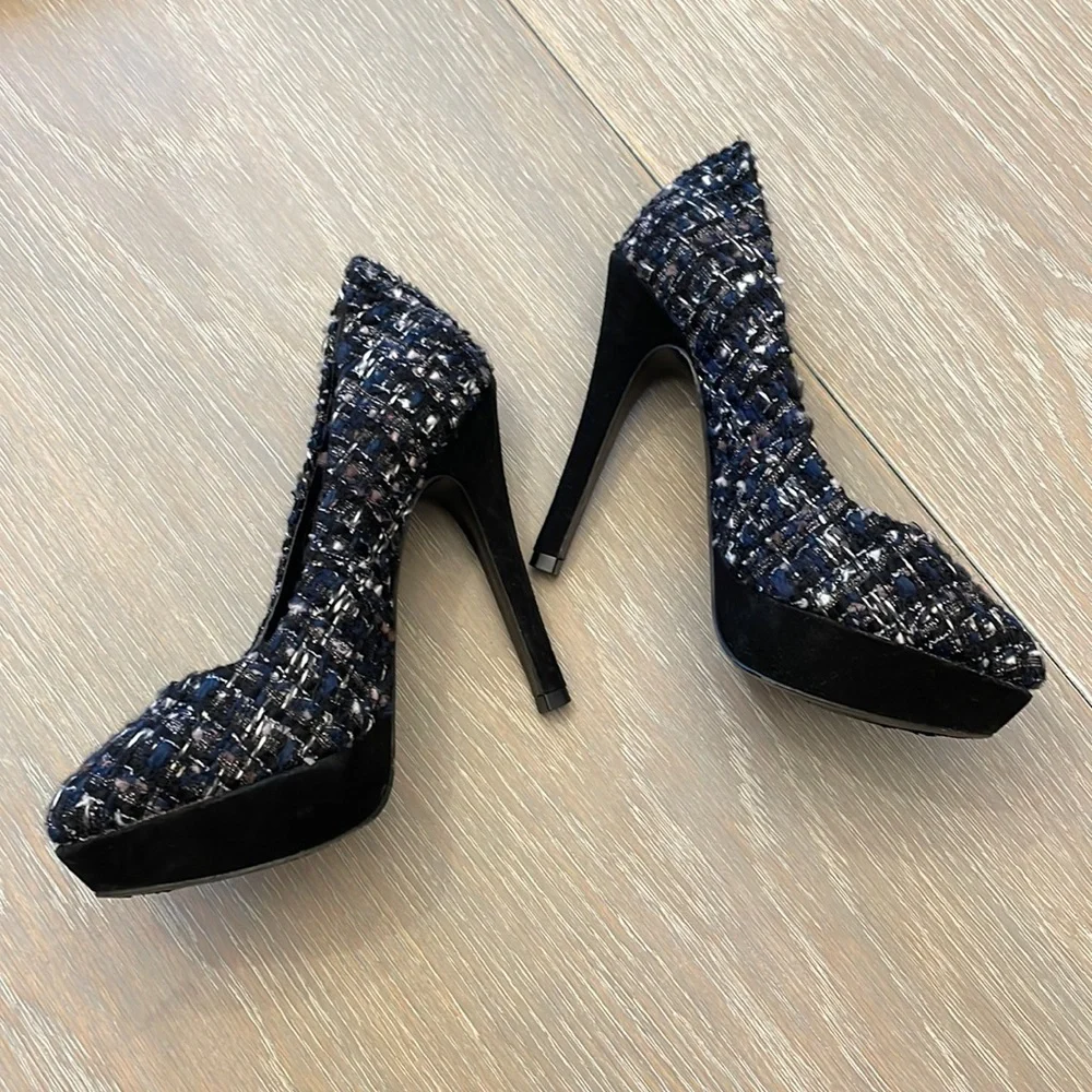 Tory Burch tweed suede heels, size 5